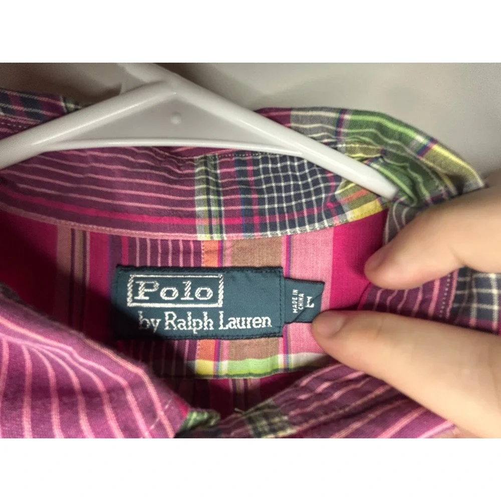 Vintage Polo Ralph Lauren Aztec Navajo Multi Color Button Up Dress Shirt‎ Mens L